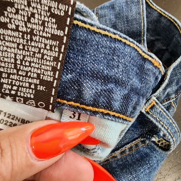 7 For All Mankind Brett Jeans Men's 31x32 Blue Denim Bootcut Dark Wash EUC USA - Picture 8 of 9